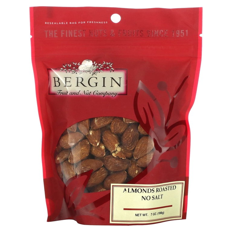 Bergin Fruit and Nut Company, Жареный миндаль, без соли, 198 г (7 унций)