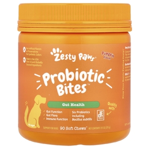 Zesty Paws, Probiotic Bites, для собак всех возрастов, со вкусом тыквы, 90 жевательных таблеток, 315 г (11,1 унции)