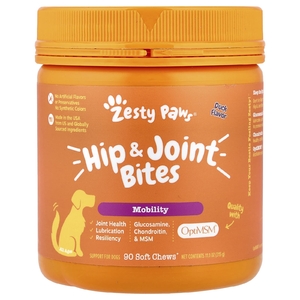 Zesty Paws, Прикусывание бедер и суставов, для собак, для всех возрастов, утка, 90 жевательных таблеток, 315 г (11,1 унции)