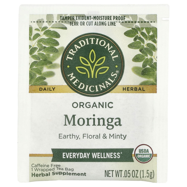 Traditional Medicinals, органическая моринга с перечной мятой и шалфеем, без кофеина, 16 чайных пакетиков, 24 г (0,85 унции)