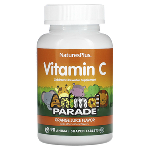 NaturesPlus, Source of Life, Animal Parade, витамин C, вкус натурального апельсинового сока, 90 таблеток в форме животных