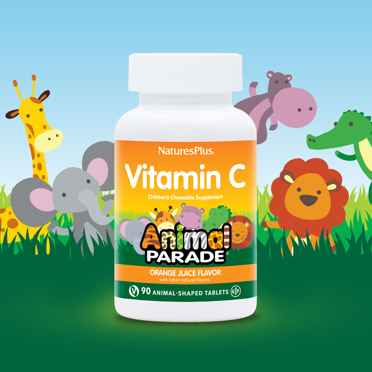NaturesPlus, Source of Life, Animal Parade, витамин C, вкус натурального апельсинового сока, 90 таблеток в форме животных