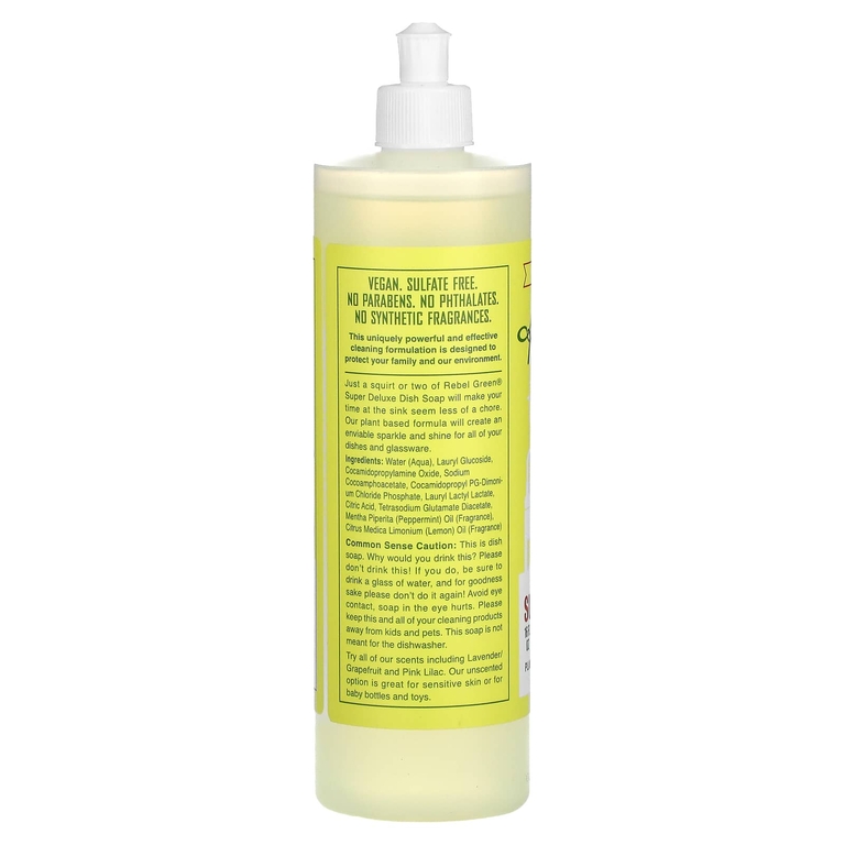 Rebel Green, Super Deluxe Dish Soap, перечная мята и лимон, 473 мл (16 жидк. унц.)