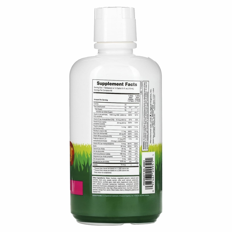 NaturesPlus, Animal Parade, мультивитамины для детей в жидкой форме, вкус тропических ягод, 887,1 мл (30 жидк. унций)
