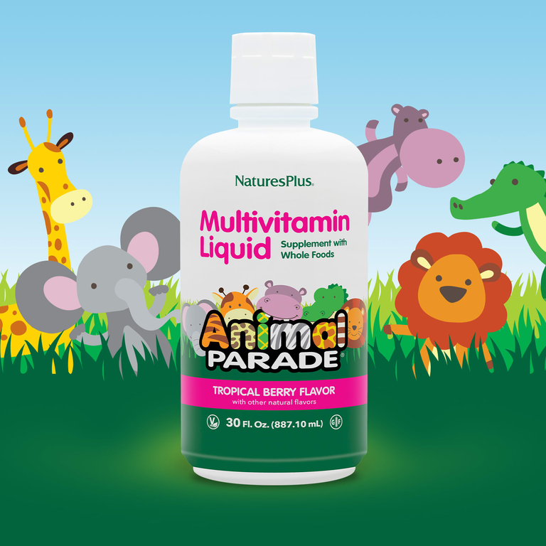 NaturesPlus, Animal Parade, мультивитамины для детей в жидкой форме, вкус тропических ягод, 887,1 мл (30 жидк. унций)