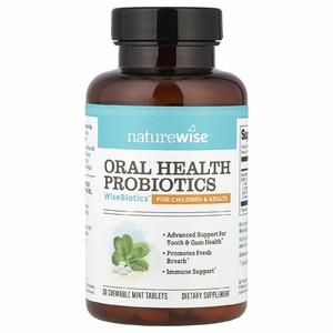 NatureWise, пробиотики для здоровья полости рта, для детей и взрослых, мятный вкус, 50 жевательных таблеток