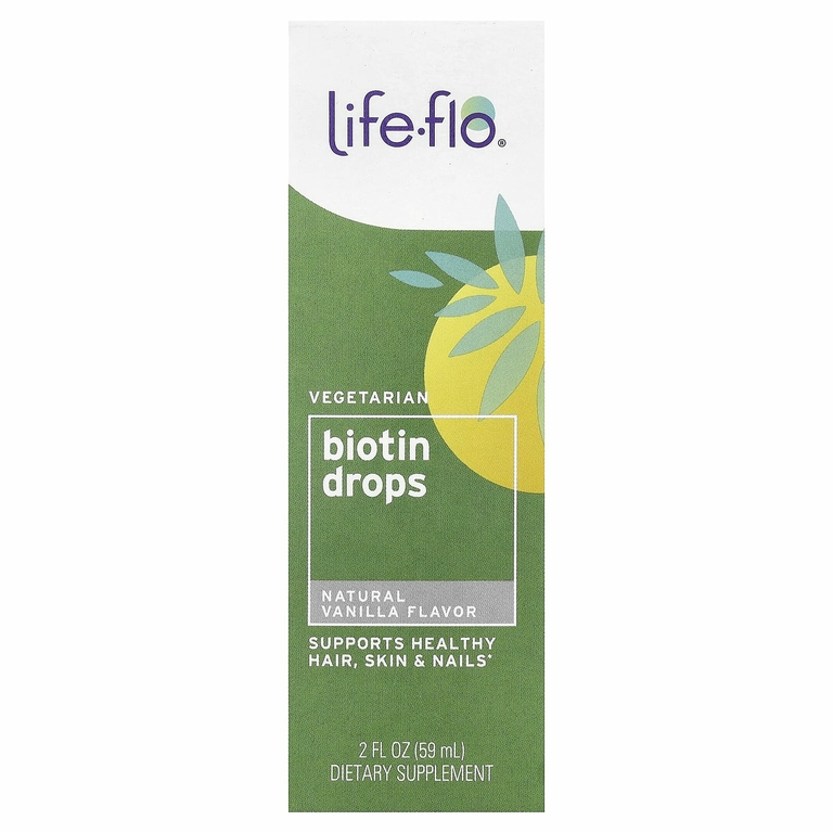 Life-flo, капли биотина, натуральная ваниль, 59 мл (2 жидк. унции)