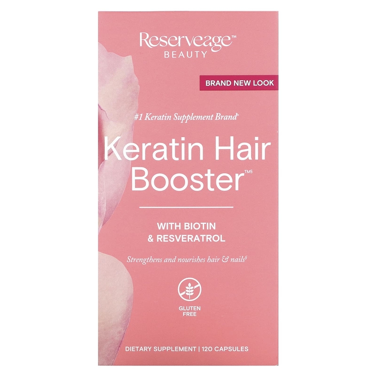 Reserveage Beauty, Кератиновый усилитель для волос с биотином и ресвератролом, 120 капсул