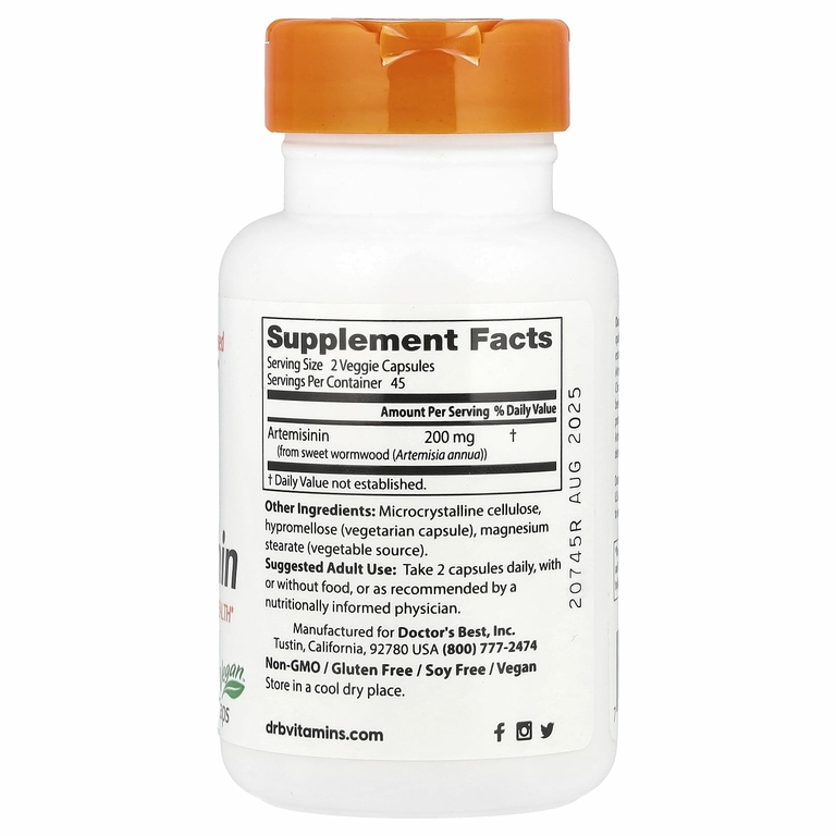 Doctor's Best, артемизинин, 100 мг, 90 растительных капсул