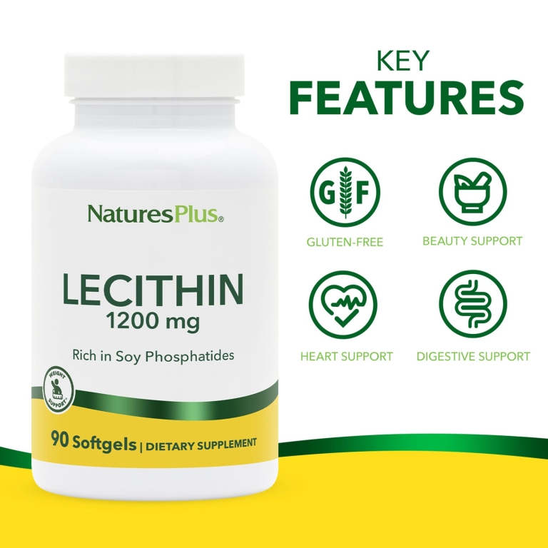 NaturesPlus, лецитин, 1200 мг, 90 капсул