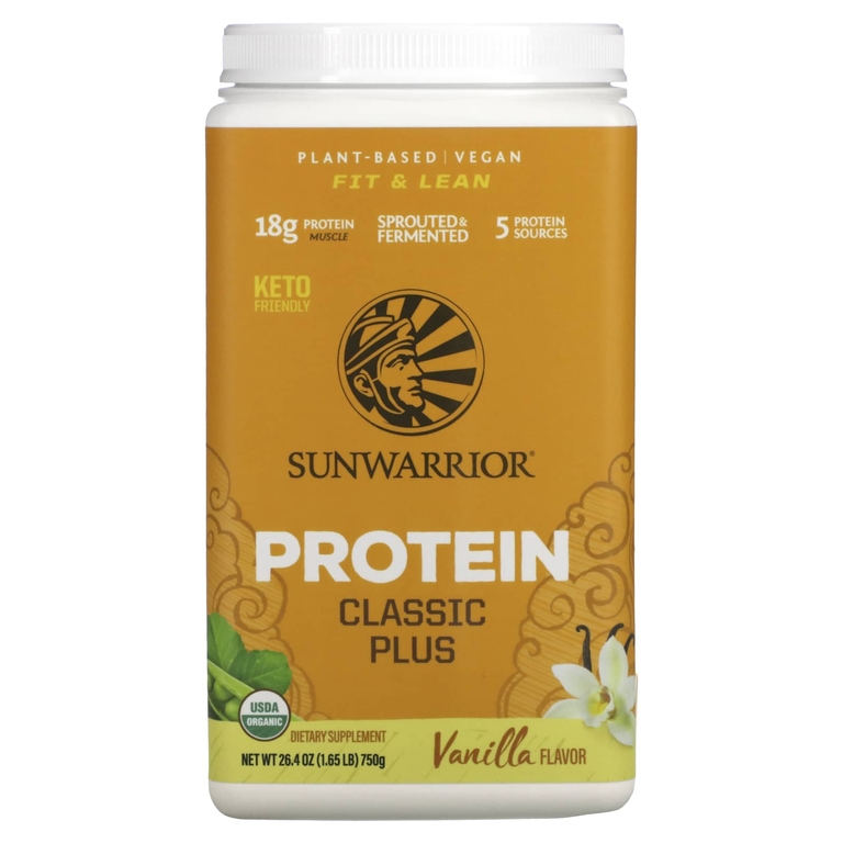 Sunwarrior, Classic Plus протеин, на органической растительной основе, ваниль, 750 г (1,65 фунта)