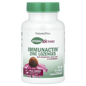NaturesPlus, Herbal Actives, Immun Actin, леденцы с цинком, дикая вишня, 60 леденцов