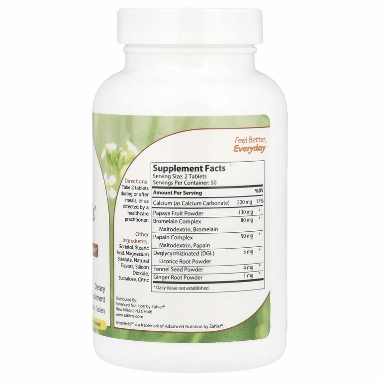 Zahler, AfterMeals, фруктовые ферменты, 100 жевательных таблеток
