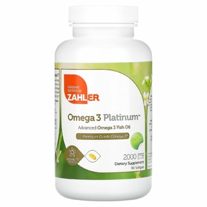Zahler, Omega 3 Platinum, рыбий жир с омега-3, улучшенная формула, 2000 мг, 90 капсул (1000 мг в 1 капсуле)