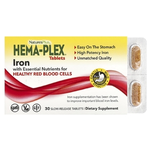 NaturesPlus, Hema-Plex, железо, 30 таблеток медленного высвобождения