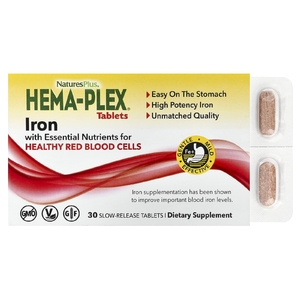 NaturesPlus, Hema-Plex®, железо, 30 таблеток медленного высвобождения