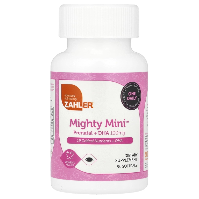 Zahler, Mighty Mini Prenatal + DHA, 100 мг, 90 мягких таблеток
