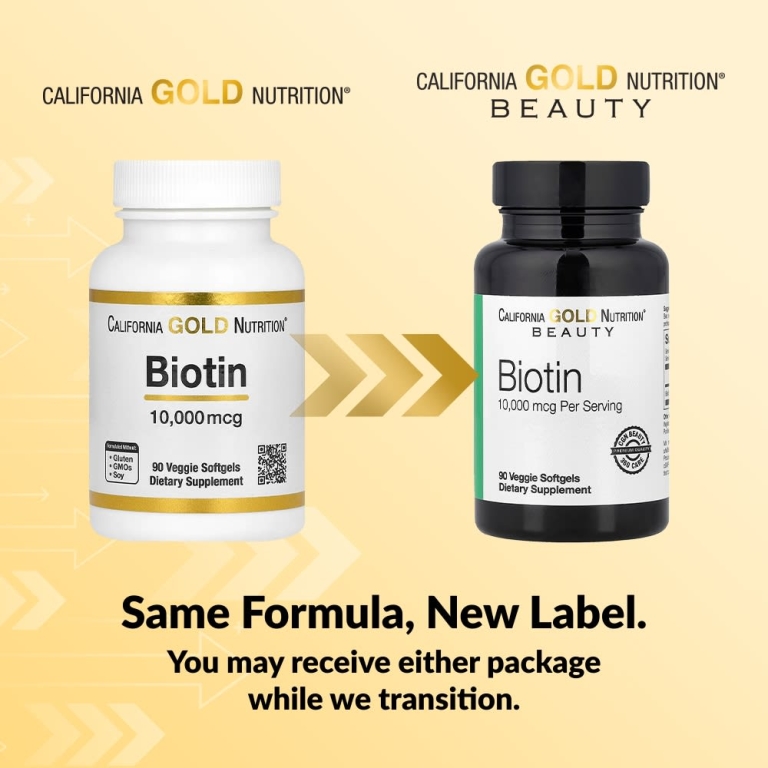 California Gold Nutrition, биотин, 10 000 мкг, 90 вегетарианских капсул