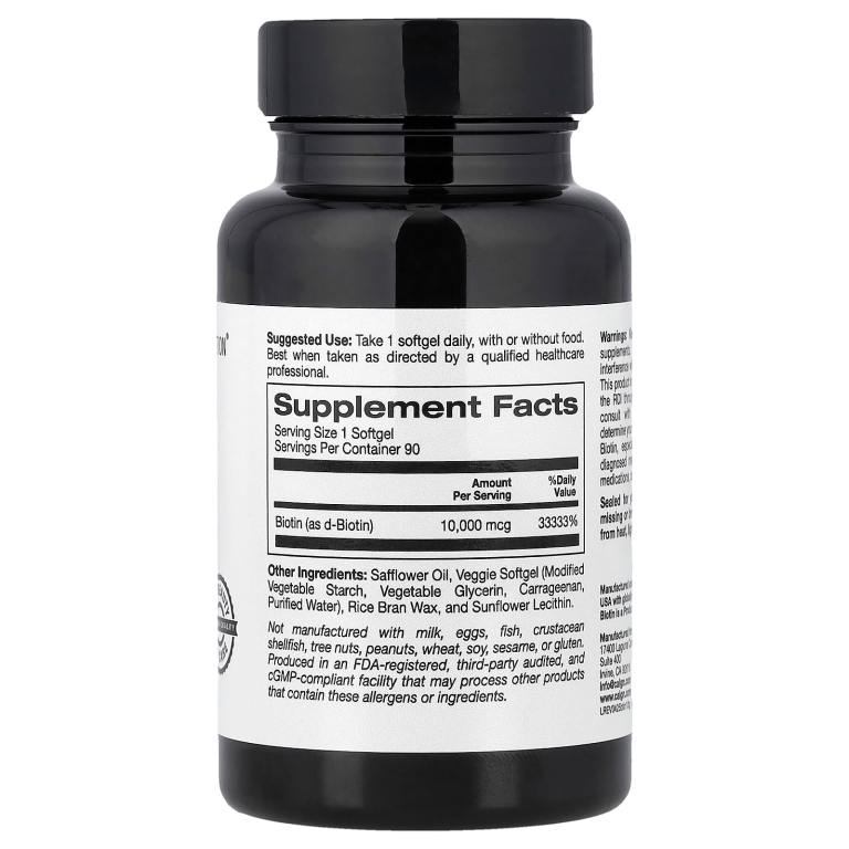 California Gold Nutrition, биотин, 10 000 мкг, 90 вегетарианских капсул