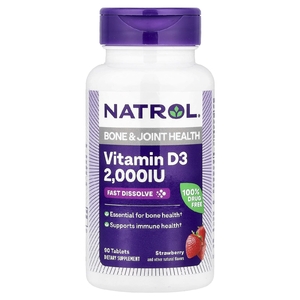 Natrol, витамин D3, клубника, 2000 МЕ, 90 таблеток