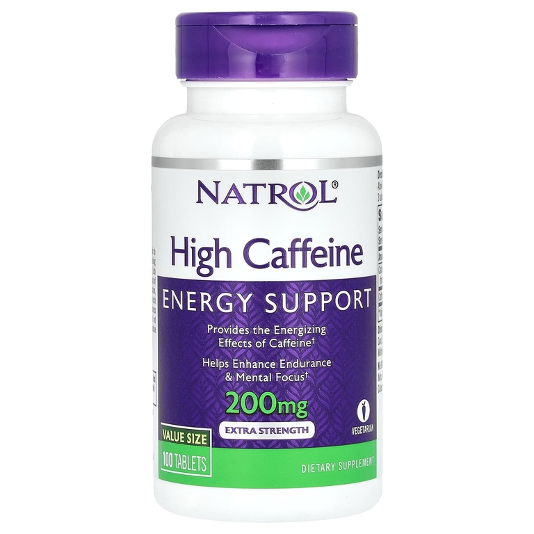 Natrol, Высокоэффективный кофеин, 200 мг, 100 таблеток