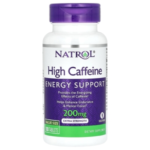 Natrol, Высокоэффективный кофеин, 200 мг, 100 таблеток
