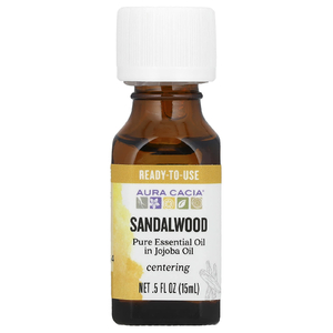 Aura Cacia, Чистое эфирное масло в масле жожоба, сандаловое дерево, 15 мл (0,5 жидк. унц.)