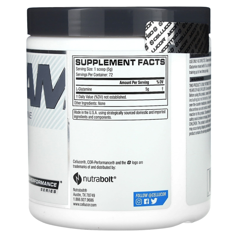 Cellucor, Glutam, глутамин Cor-Performance, без вкусовых добавок, 378 г (13,3 унции)