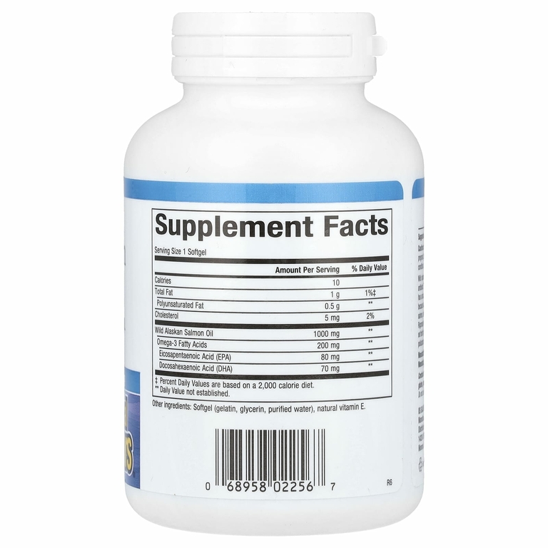 Natural Factors, жир дикого аляскинского лосося, 1000 мг, 90 капсул