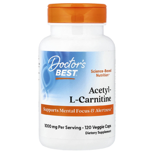 Doctor's Best, ацетил-L-карнитин, 120 растительных капсул (500 мг в 1 капсуле)