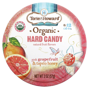 Torie & Howard, Органические леденцы, розовый грейпфрут и мед тупело, 57 г (2 унции)