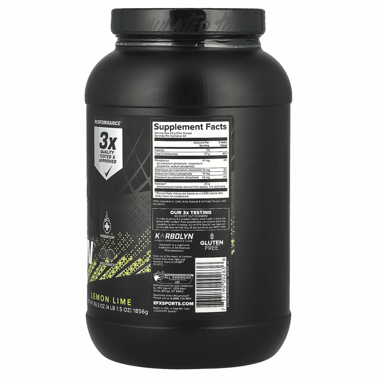EFX Sports, Karbolyn Hydrate, лимон и лайм, 1856 г (4 фунта и 1,5 унции)