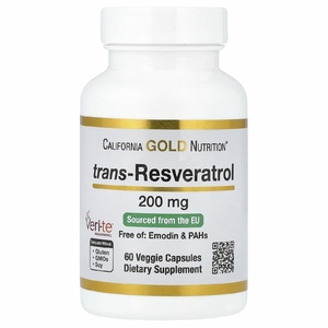 California Gold Nutrition, транс-ресвератрол, итальянского происхождения, 200 мг, 60 растительных капсул