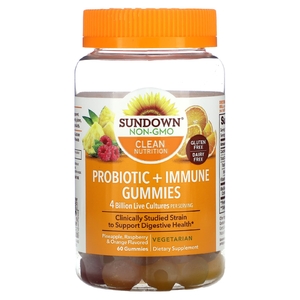 Sundown Naturals, Жевательные мармеладки с пробиотиком и иммунитетом, ананас, малина и апельсин, 60 жевательных таблеток (Товар снят с продажи) 