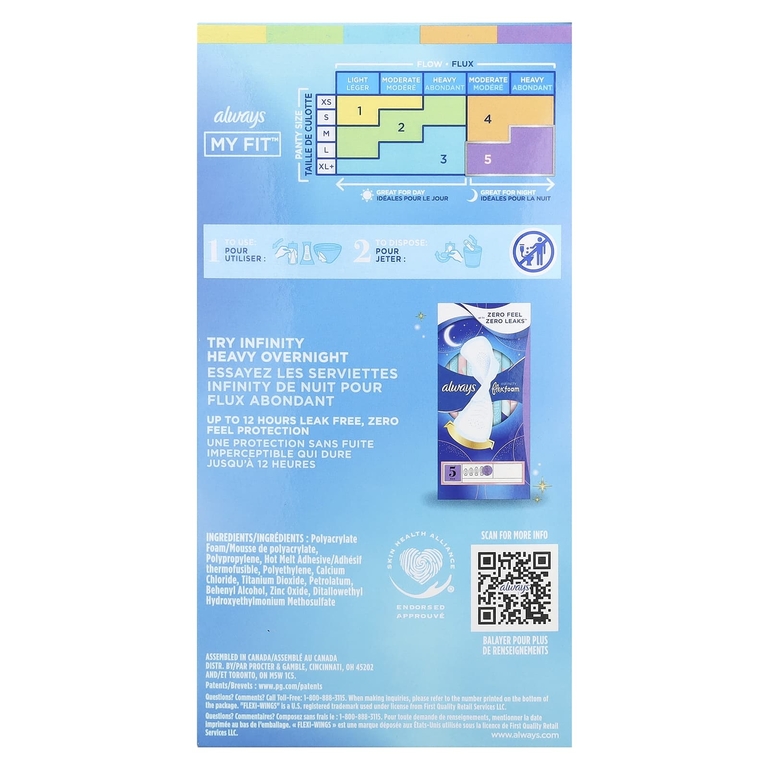 Always, Infinity Flex Foam with Flexi-Wings, размер 2, для впитывания увеличенного количества жидкости, без запаха, 32 прокладки