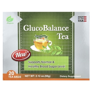 Longreen, GlucoBalance Tea, отборная джимнема, 20 чайных пакетиков, 60 г (2,12 унции)