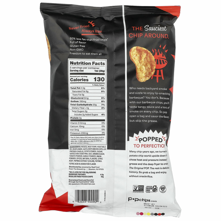 Popchips, снек с воздушным картофелем, барбекю, 142 г (5 унций)