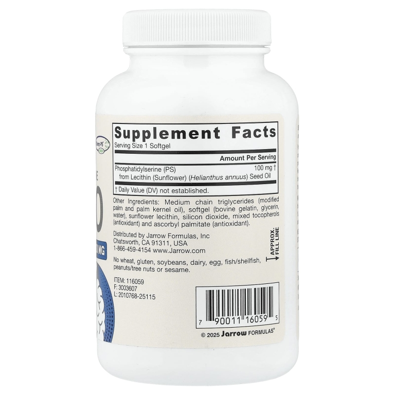 Jarrow Formulas, Фосфатидилсерин, 100 мг, 120 капсул