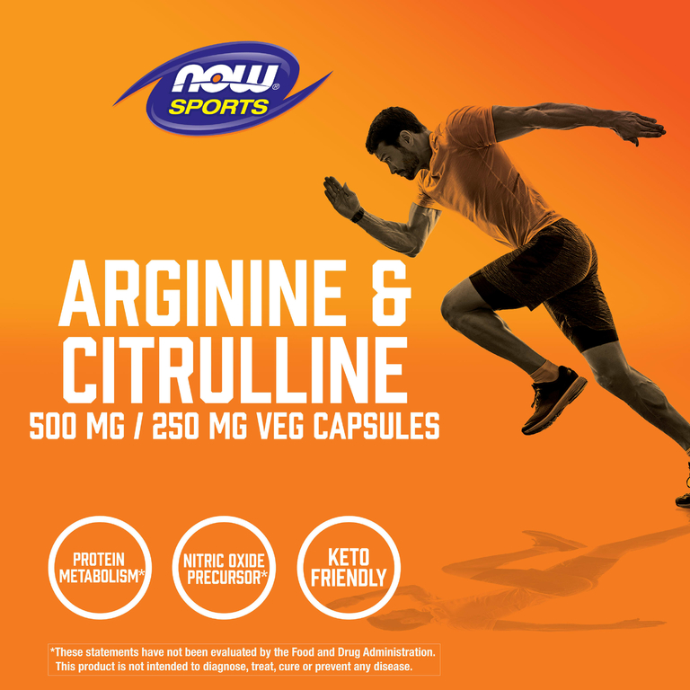 NOW Foods, Sports, аргинин и цитруллин, 240 вегетарианских капсул
