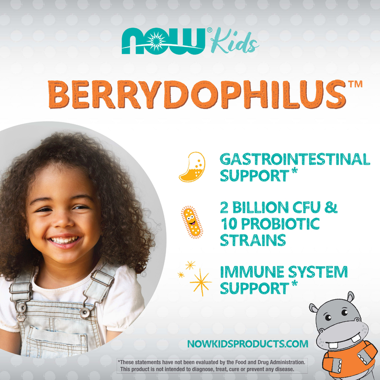 NOW Foods, Berry Dophilus, для детей, 2 миллиарда КОЕ, 120 жевательных таблеток