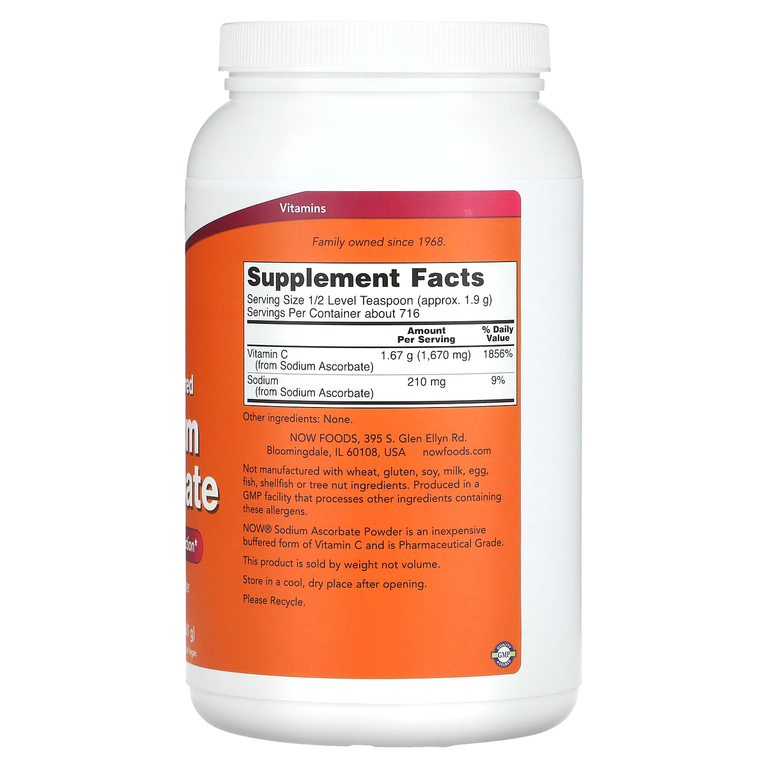 NOW Foods, порошок аскорбата натрия, 1361 г (3 фунта)