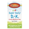 Carlson, Super Daily D3+K2 для детей, 25 мкг (1000 МЕ) и 22,5 мкг, 10,16 мл (0,34 жидк. унции)