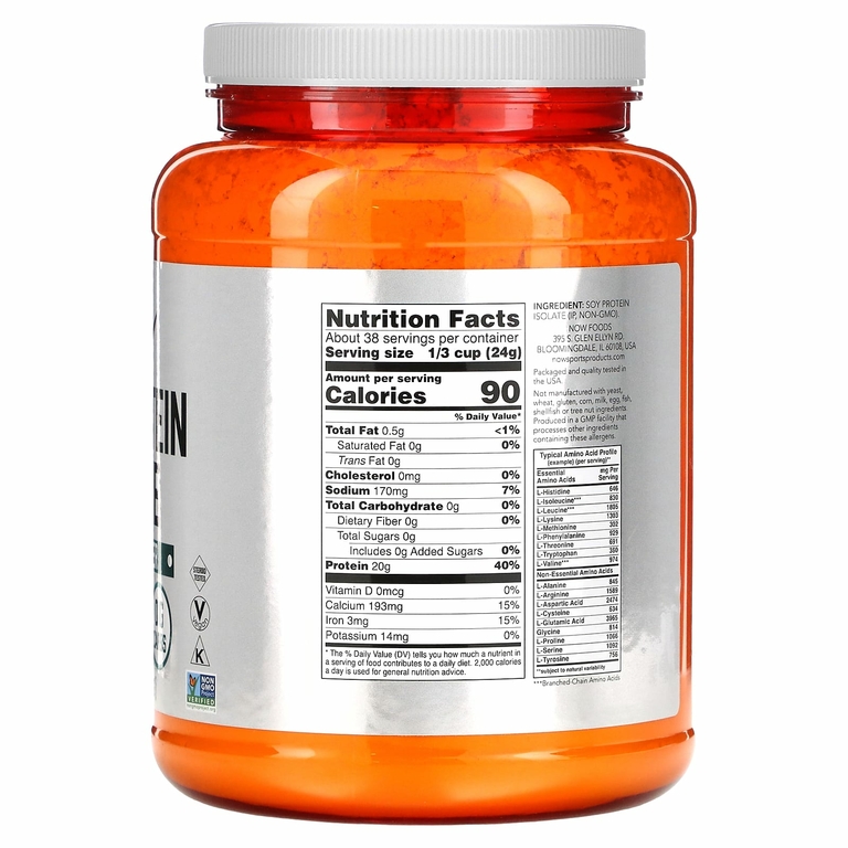 NOW Foods, Sports, изолят соевого белка, натуральный, с нейтральным вкусом, 907 г (2 фунта)