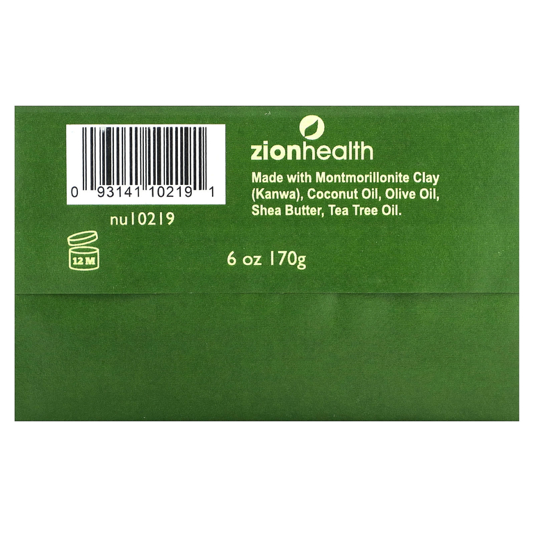 Zion Health, Кусковое мыло из древней глины с маслом чайного дерева, без отдушек, 170 г (6 унций)