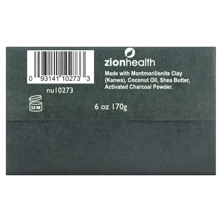 Zion Health, Кусковое мыло с древней глиной, активированный уголь, 170 г (6 унций)
