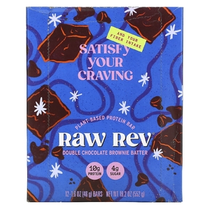 Raw Rev, Glo, брауни с двойной дозой шоколада, 12 батончиков, 1,6 унц. (46 г) каждый
