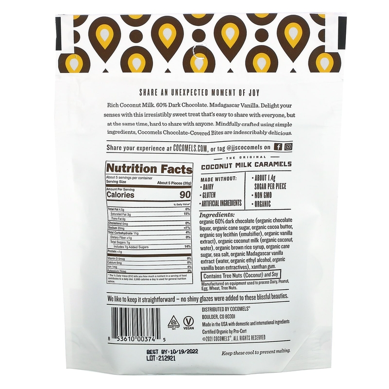Cocomels, карамель на кокосовом молоке, конфеты, мадагаскарская ваниль, 100 г (3,5 унции)