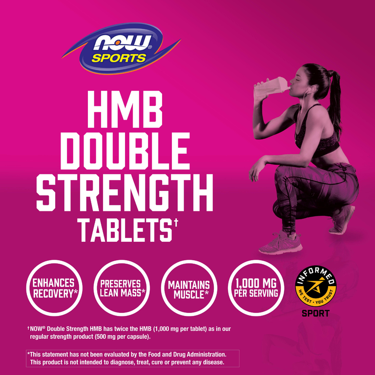 NOW Foods, Sports, HMB, двойная сила, 1000 мг, 90 таблеток