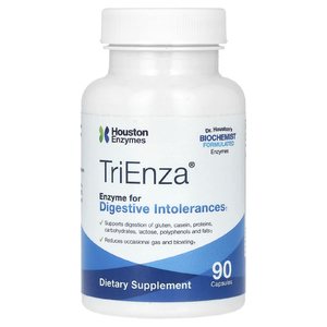 Houston Enzymes, TriEnza, ферменты помогающие при пищевой непереносимости, 90 капсул