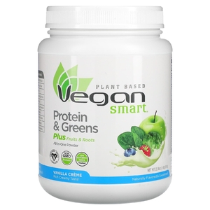 VeganSmart, Белок и зелень VeganSmart, Порошок "Все в одном", Ванильный крем, 22,8 унц. (645 г) (Товар снят с продажи) 